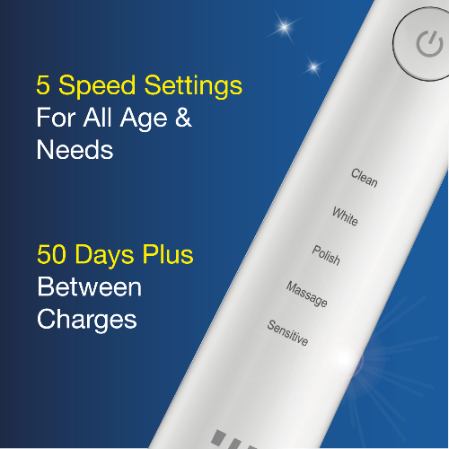 Sonic 48K Electric Toothbrush - Includes 16 x Brush Heads (White)