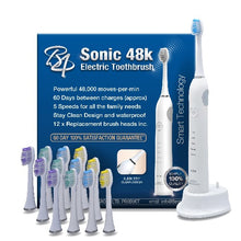 Load image into Gallery viewer, Sonic 48K Electric Toothbrush - Includes 12 x Brush Heads (White)

