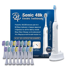 Load image into Gallery viewer, Sonic 48K Electric Toothbrush - Includes 16 x Brush Heads (White)
