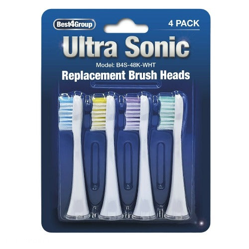Ultra Sonic Replacement Toothbrush Heads - 4 Pack (White)