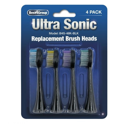 Ultra Sonic Replacement Toothbrush Heads - 4 Pack (Black)