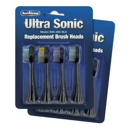 Ultra Sonic Replacement Toothbrush Heads - 8 Pack (Black)
