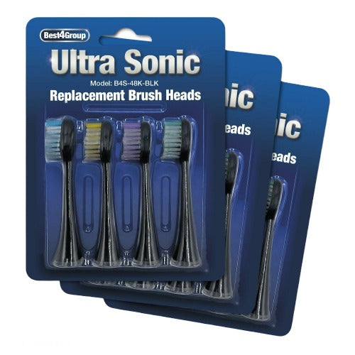 Ultra Sonic Replacement Toothbrush Heads - 12 Pack (Black)